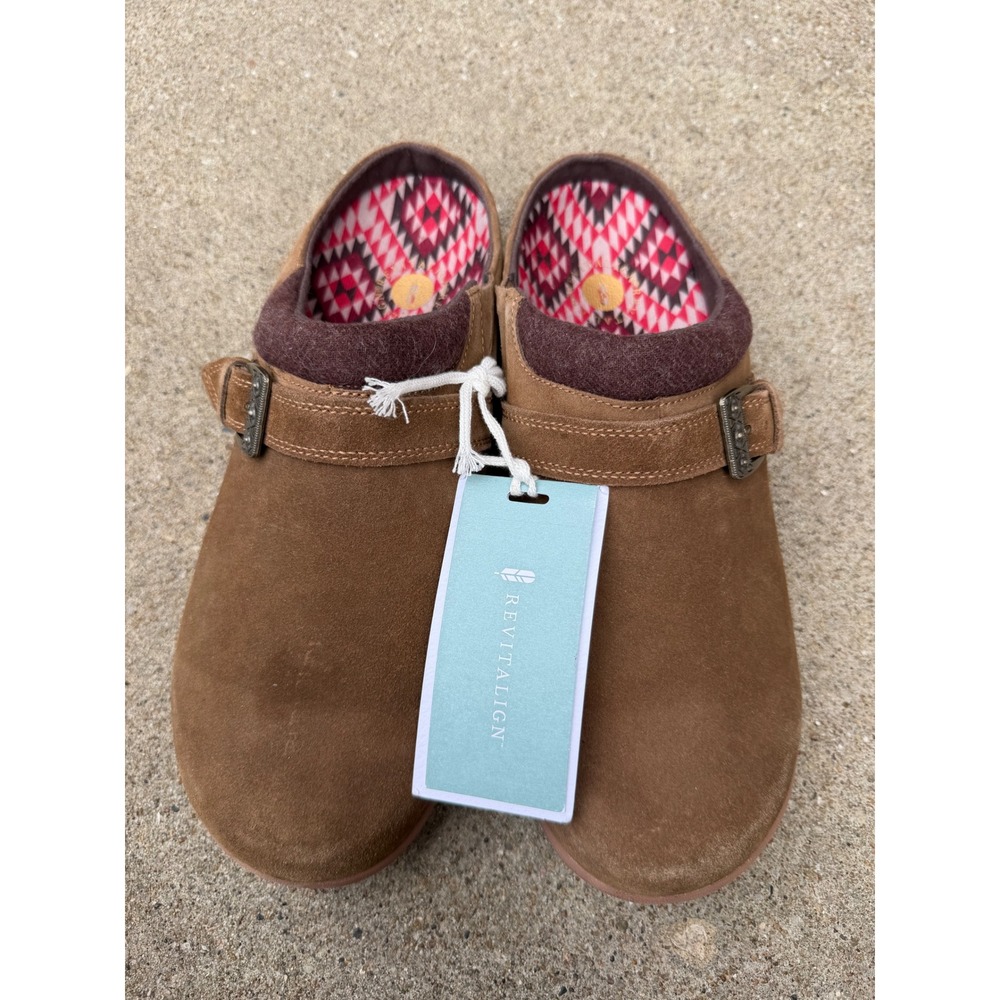 Revitalign Ashley Desert Suede Mule Clogs Bison Brown Womens Sz 11B NEW